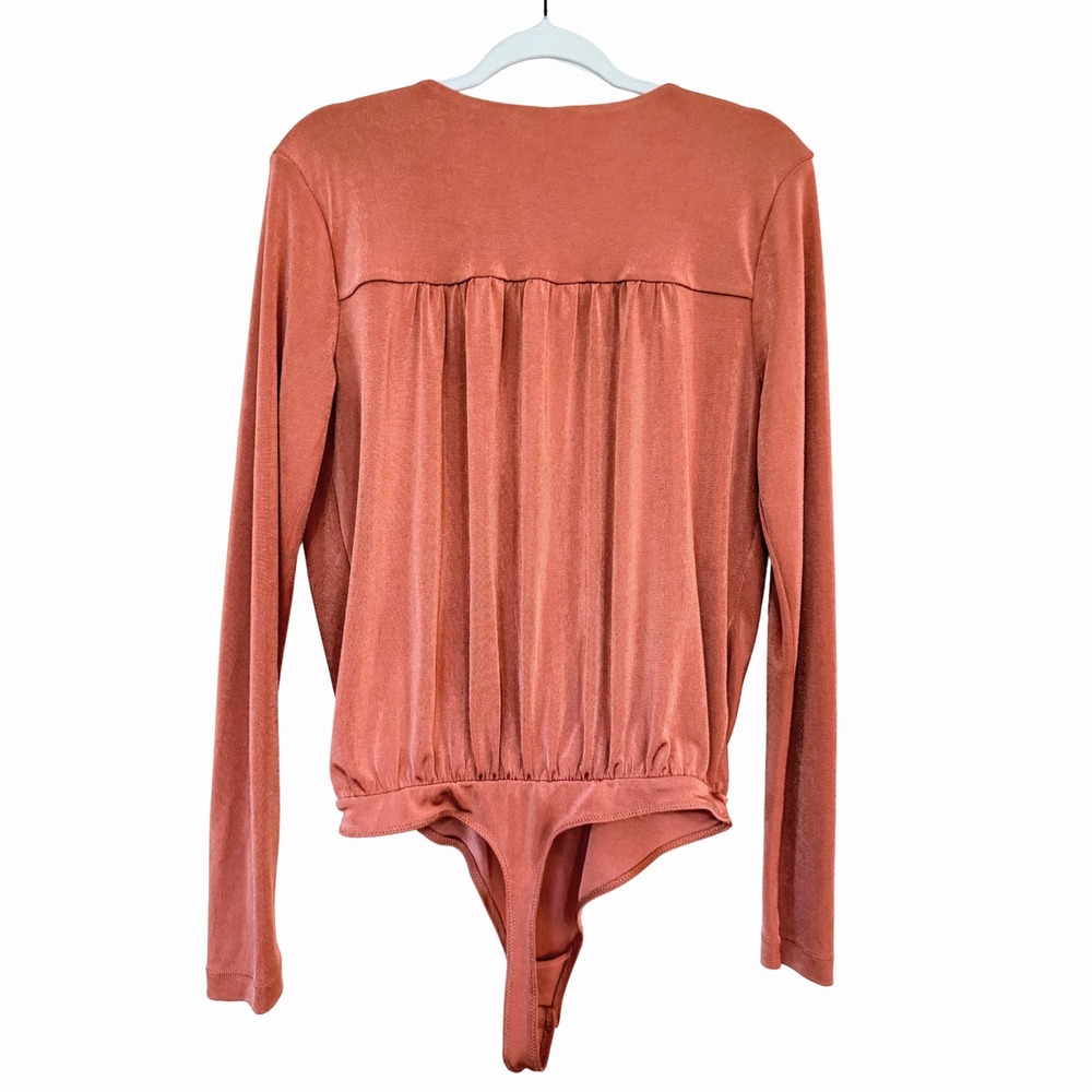 Free People Turnt Bodysuit Ginger Spice Terracotta Long Sleeve Large Boho Chic - Picture 3 of 6
